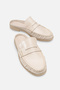 Isabella Beige Patent Leather Unisex Closed Front Flat Sole Comfortable Stylish Sabo Loafer Moccasin Slippers - 3