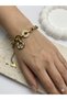 26Blk46 -Gold Steel Bracelet with Ring Charm Detail - 2