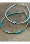 Crystal Beads Green White 2-Piece Set Women's Anklet - 2
