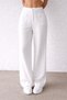 Women's Comfortable Fit Palazzo Trousers High Waist Pocket Detailed Linen Stylish Trousers - 5