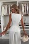 Women Woven Sleeveless Peplum Blouse Stylish Elegant Office Daily Wear - 2
