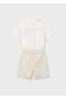 Boy's Linen Shorts Shirt Set Cream - 5
