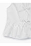 Cotton Sleeveless Round Neck Peplum Cut Bow Poplin Blouse - 7