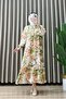 Irmak Dress Modal Fabric Women's Green Floral Patterned Collar Openable Button Detailed Relaxed Cut Hijab Dress