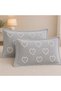 Gray Heart Patterned Double Bedspread Set 250X260 cm + 2 Sports Pillowcases