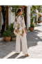 Cream Color Italian Silk Patterned Blouse - 8