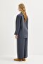 Striped Britli Tensel Shirt Pants Set Dark Navy Blue - 5