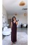 Plum Lace Detailed V-Neck Original Dress with Scarf - 3