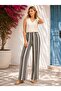 Women's High Waist Internal Elastic Striped Wide Leg Full Length Lined Trousers - 4