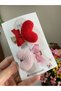 Set of 2 Amigurumi Heart Buckles with Hand Knitted Ribbons for Children and Babies - 2