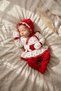 Red Heart Patterned Bow Detailed 5-Piece Baby Hospital Outfit and Set - 100% Cotton Lace Baby Outfit - 3