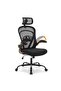 Ergonomic Office Chair, Computer Chair, Comfortable with Flip-Up Armrests, Comfortable Lumbar Support Gaming Chair for Bedroom, Study, Student, Wide Seat -Black