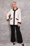 Plus Size (50-56) Chanel Button Detail Crew Neck Long Sleeve Women's Blouse - 4