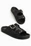 Betty Women's Black Rubber Double Buckle Poly Sole Slippers - 2