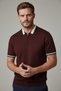Interview Zippered Polo Collar Rayon Thin Knitwear Dark Burgundy T-Shirt - 2