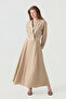 Double-Breasted Belt Detailed Flowy Beige Suit 1819 - 3