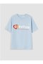 New Season Blue Crew Neck Capyfun Printed Girls' T-Shirt