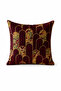 Burgundy Gold Art Deco Patterned Digital Printed Throw Pillow Cover - 2