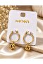 Gold Color Hoop Earrings - Dangle Earrings with Knot Detail - 2