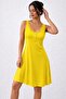 Women's round neck button detailed short viscose dress with straps - 3