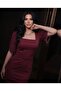 Imported Scuba Crepe Fabric Belt Included, Stone Detailing with Draping, Lined, Special Design Midi Dress - 4