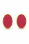 Women's Pink Enamel Oval Steel Earrings - Yellow Plated Casual