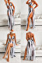Women's 3-Piece White Patterned Pareo Set – Tulle Pareo + Top Bikini + Bottom Bikini