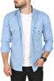 Men's Blue Large Size Lycra Gabardine Sports Shirt – Slim Fit with Snap Closure 2500423 - 2