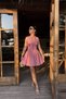 Pink Polka Dot Mini Halter Dress