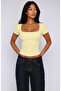 Women's Square Neck Viscose Fabric Combed Cotton Short Sleeve Slim Fit Crop Blouse