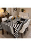 Milano Black and White Striped Tablecloth |   Liquid Proof |   Custom Size Tailoring | Oeko-Tex ®   100 - 2