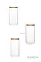 2-3 Bamboo Vacuum Lids Round Borosilicate Glass 3-Piece Jar Set Storage Container 1300ml 10X20Cm - 6