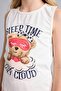 100% Cotton Sleeveless Teddy Bear Regular Fit 2-Piece Ecru Pajama Set for Girls H8112A826Sm - 4