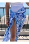 Blue Patterned Cotton Pareo Shawl Beach Wear - 2