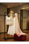 White Silk Satin Beadwork Lehenga Set with Net Dupatta - HRT8324 | White - 2