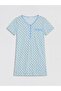 Lcw Dream Green V-Neck Patterned Women's Nightgown - 5