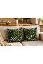 Leaf Patterned Runner and 2-Piece Throw Pillow Set |   Bohemian Tropical Living Room Decoration Set - 3-Piece Dowry Set - 3