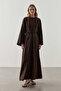Tencel Dress with Eyelet Detail on the Front, Brown - 2