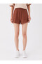 Two Mt Shop Quality Lcw Vision Brown Women's Flat Shorts with Elastic Waist - 3