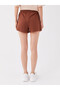 Two Mt Shop Quality Lcw Vision Brown Women's Flat Shorts with Elastic Waist - 4