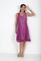 Women's Italian Cotton Leopard Patterned Lined Zero Sleeve Midi Dress - 2