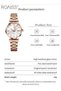 Women's Steel Strap Quartz Watch Round White Dial Diamond Cut Mirror Waterproof Luminous Analog Wristwatch Gift for Ladies Rose Gold - 3