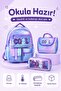 Purple Tr5 3-Piece School Bag Set Includes Insulated Lunch Box and Double Pencil Holder - 5