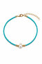Metal Accessories, Turquoise Beaded, Pearl Detailed Anklet - 3