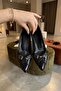 Milan Women's Cross-Strapped Mini Buckle Pointed Toe Geometric Thick Square Heeled Office Stiletto - 3