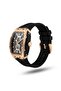 APEX X TR6603 Automatic Skeleton Watch for Men 44mm Tonneau Dial Rose Gold Stainless Steel Case Black Silicone Strap 5ATM Water Resistant - 4