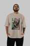 For the Love of Cats 83 Front Cat Printed Beige Oversize T-Shirt 100% Cotton Unisex Cat Lover Premium Design - 5