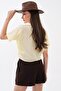 Women's Pocket Embroidered Short Shirt with Front Tie Detail 260558 - 5