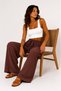 Women's Fabric Embossed Detailed Loose-Fitting Trousers with Wide Legs and Lace-Up Front, Stylish Twist Detail - 7
