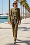 Women's Ribbed Textured Sweater Pants Set Crew Neck Long Sleeve Regular Cut Comfortable Casual